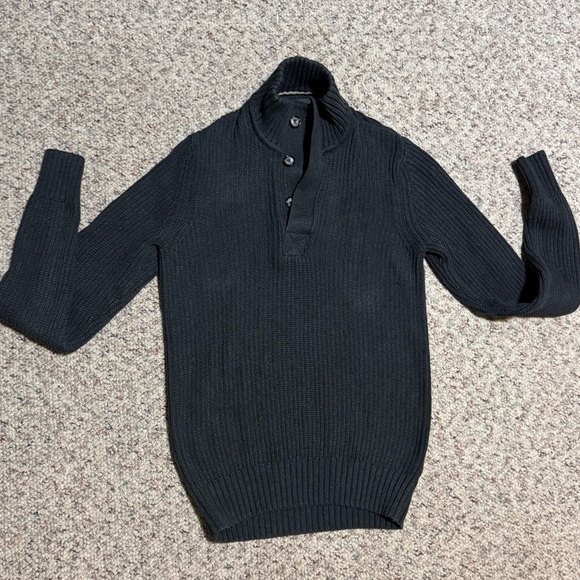 H&M Men’s Dark Gray Polo Cotton Sweater Size S – Classic Knit Pullover - Picture 3 of 14